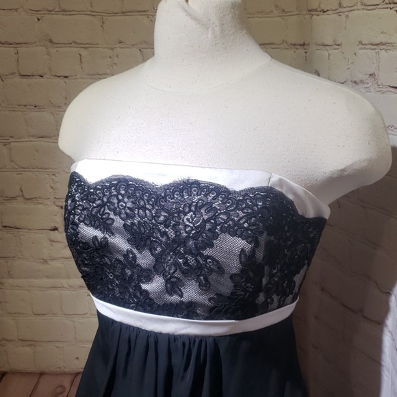 Bridesmaid dress black and white with lace - Picture 3 of 4